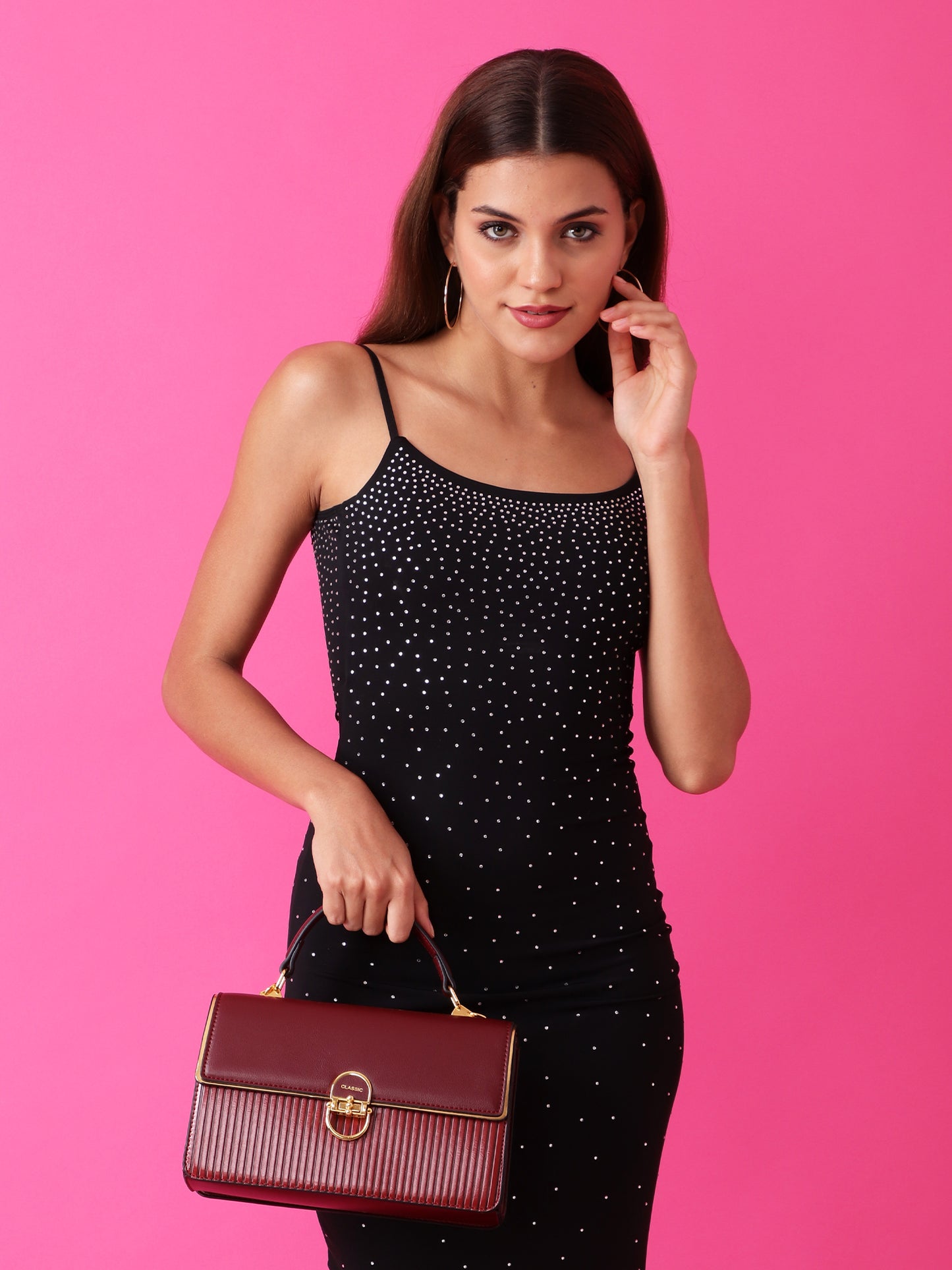 Classic Burgundy Structured Handbag