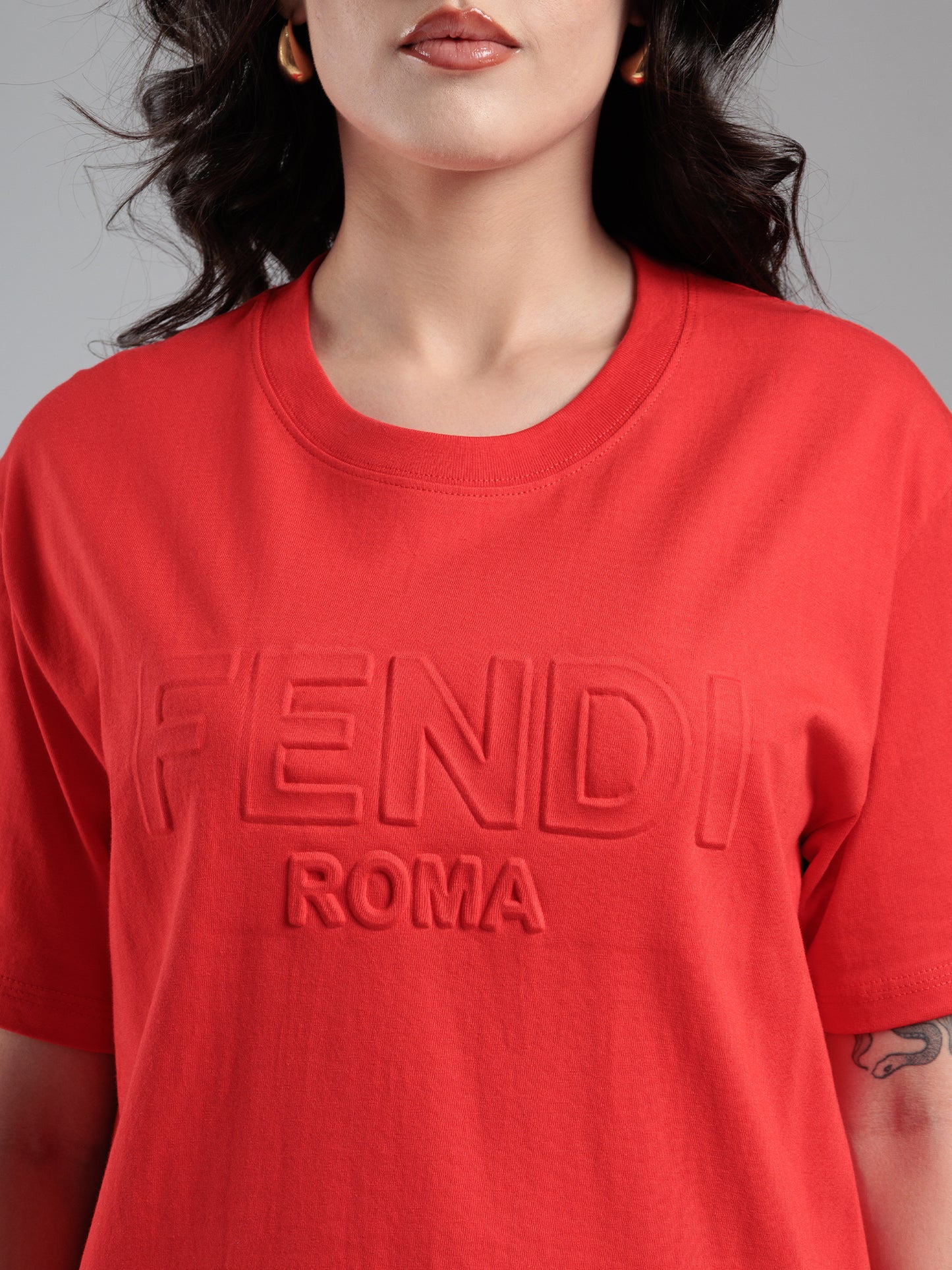 Crimson Tonal Embossed T-Shirt