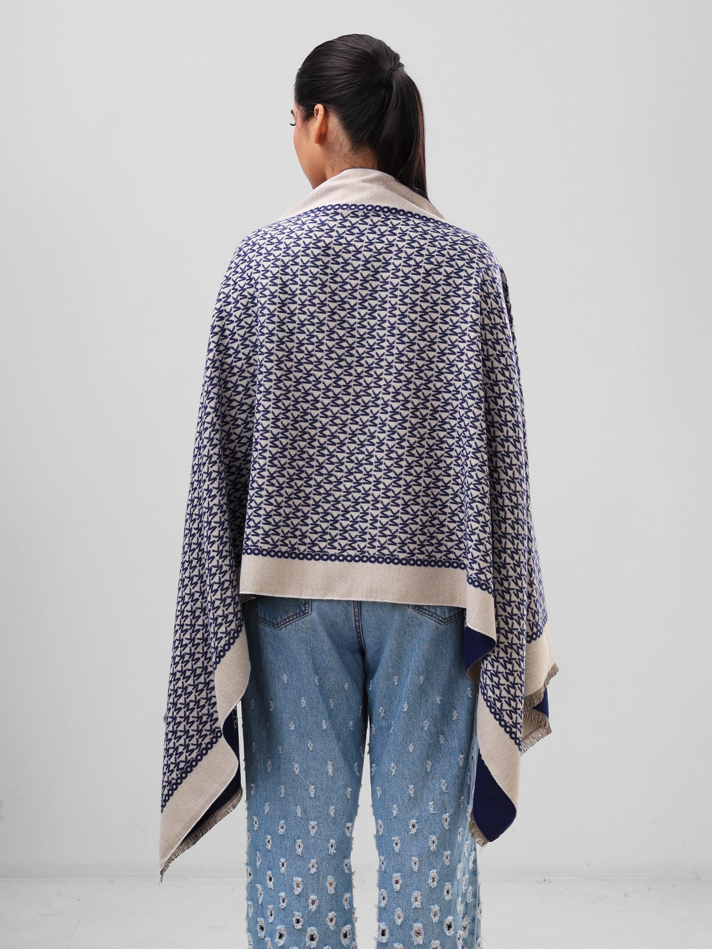 Midnight Blue Monogram Shawl