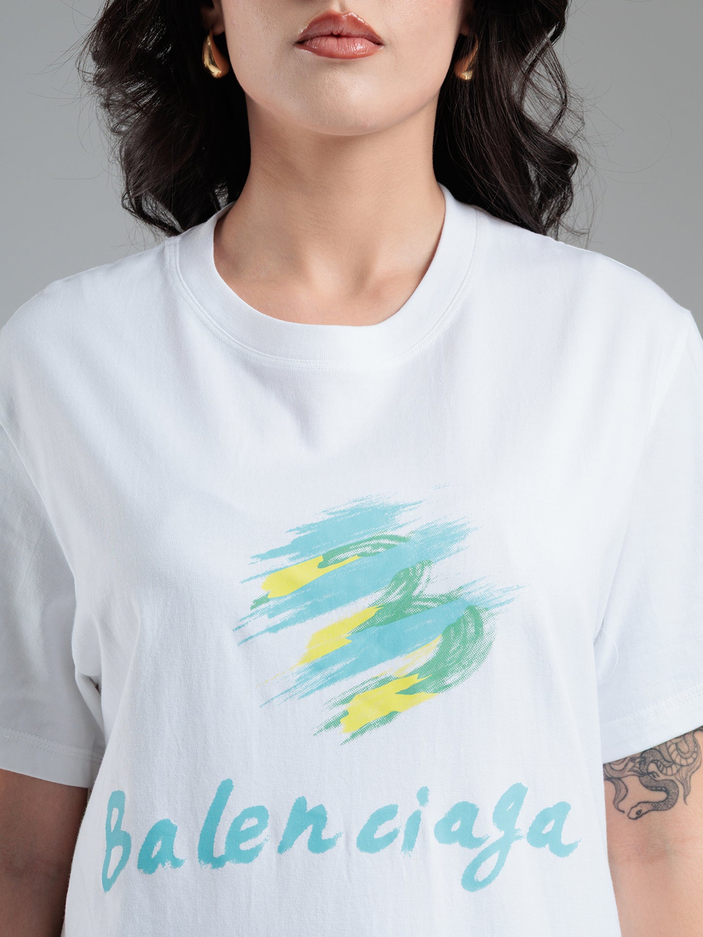 Aqua Brush White Graphic T-Shirt
