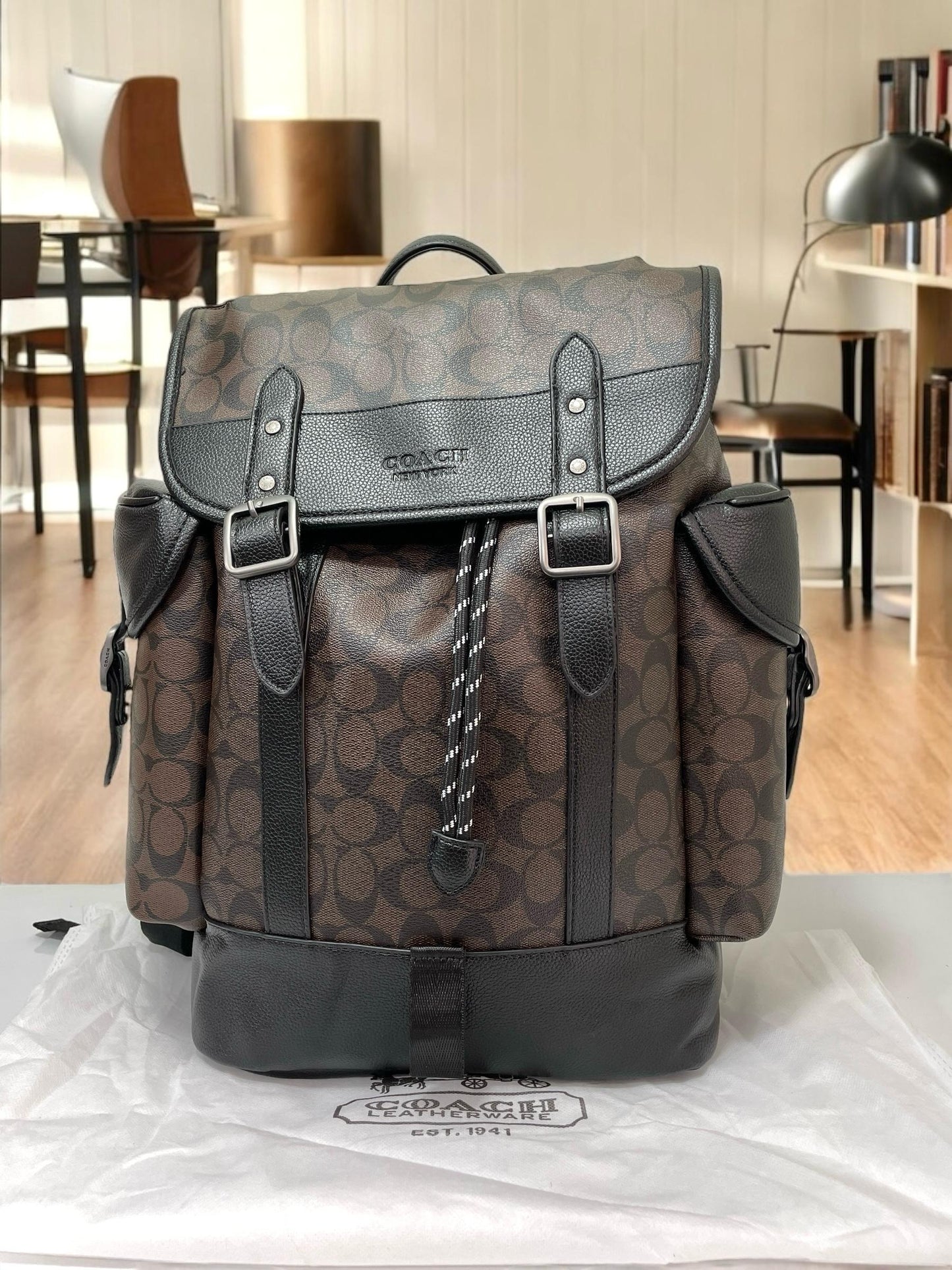 Coach Signature Rivington Backpack (Dark Brown/Black)