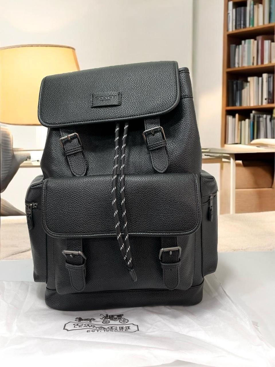 Coach Hudson Pebbled Leather Backpack (All-Black Edition)
