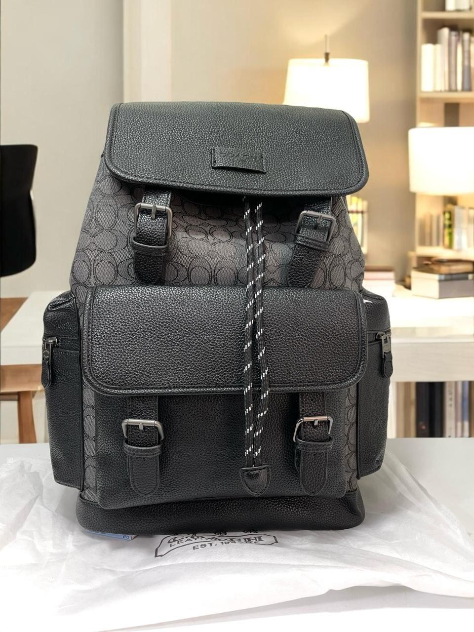 coach backpack monogram Coach Hudson Signature Canvas & Leather Backpack (Black Monogram Editi – ALANKRIT