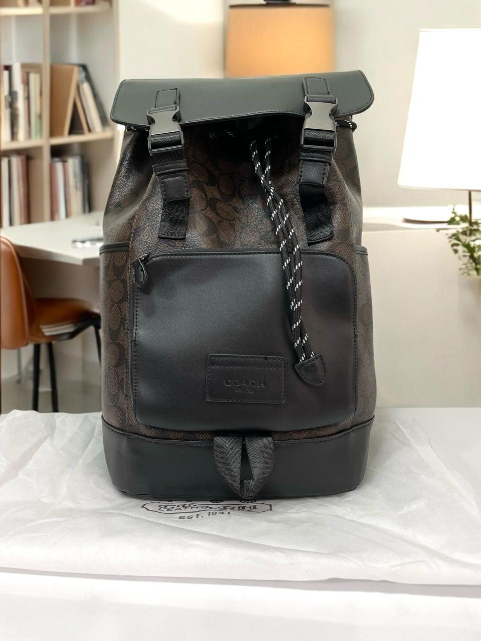 black and brown coach backpack Coach League Flap Backpack (Brown & Black) – ALANKRIT