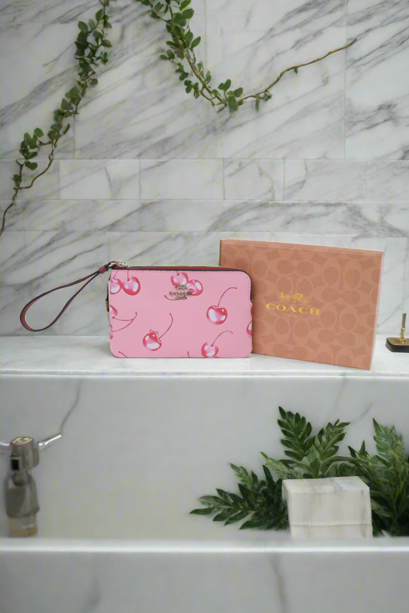 Coach Cherry Print Wristlet