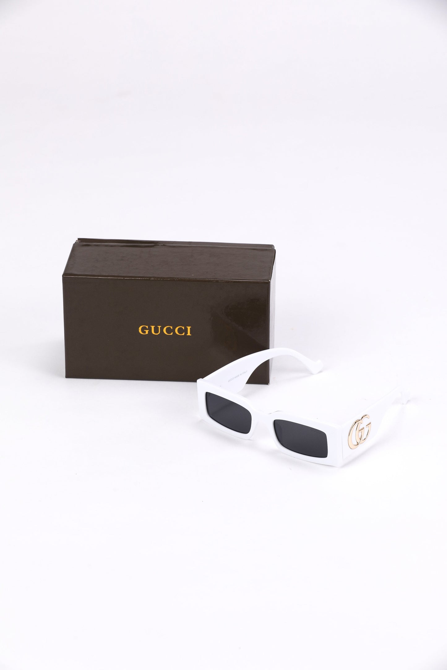 Gucci White Rectangle Sunglasses
