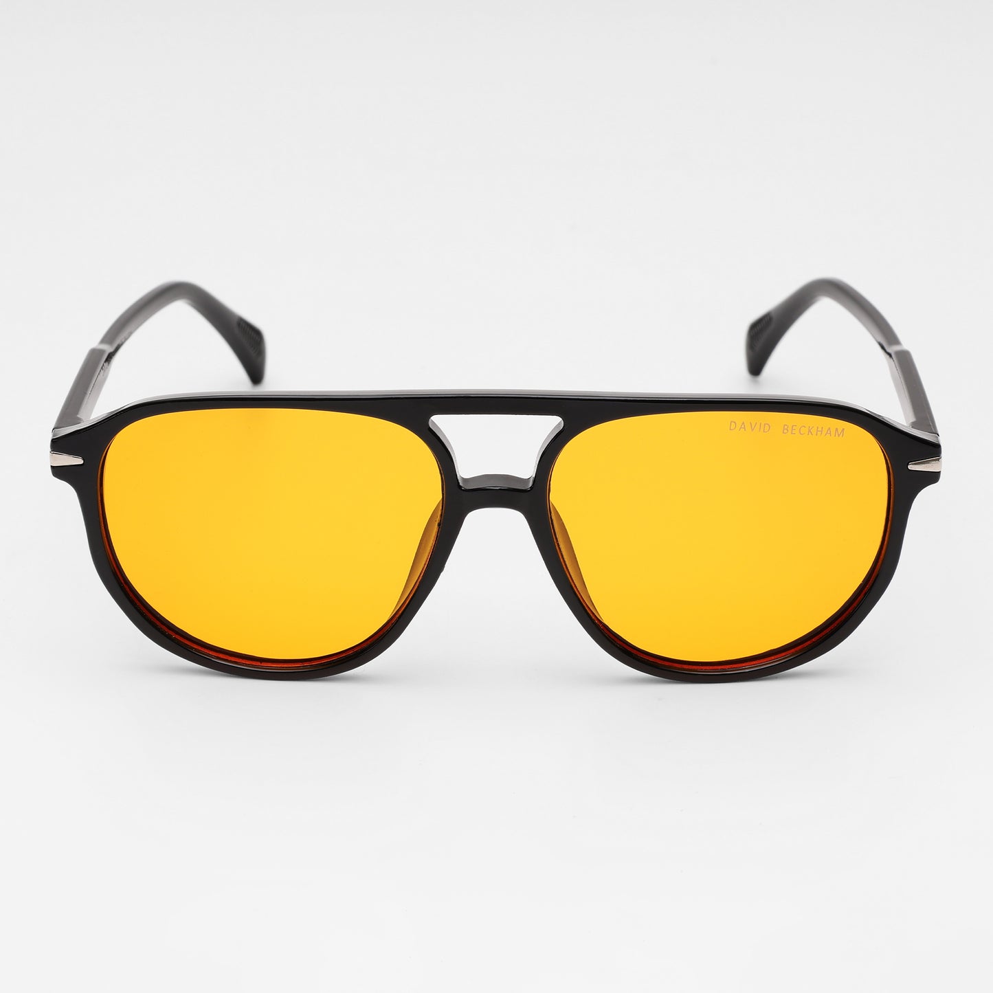 Beckham Black Aviator Sunglasses with Amber Tint