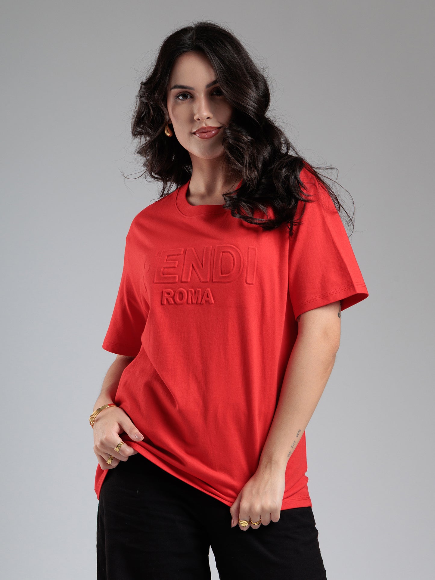 Crimson Tonal Embossed T-Shirt
