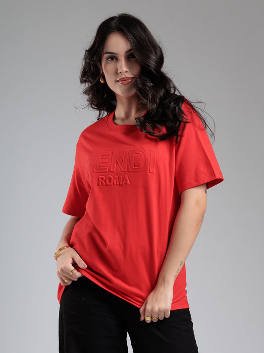 Crimson Tonal Embossed T-Shirt