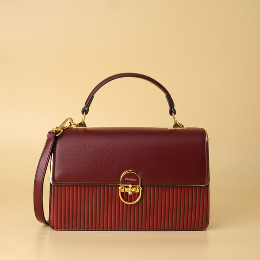 Classic Burgundy Structured Handbag