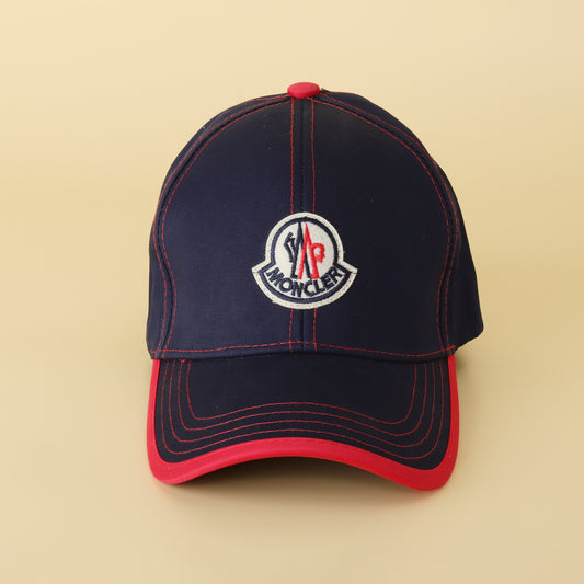 Navy Blue & Red Contrast Stitch Baseball Cap