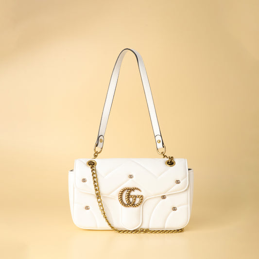 Marmont White Quilted Shoulder Bag