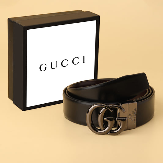 Leather Belt with Iconic GG Buckle
