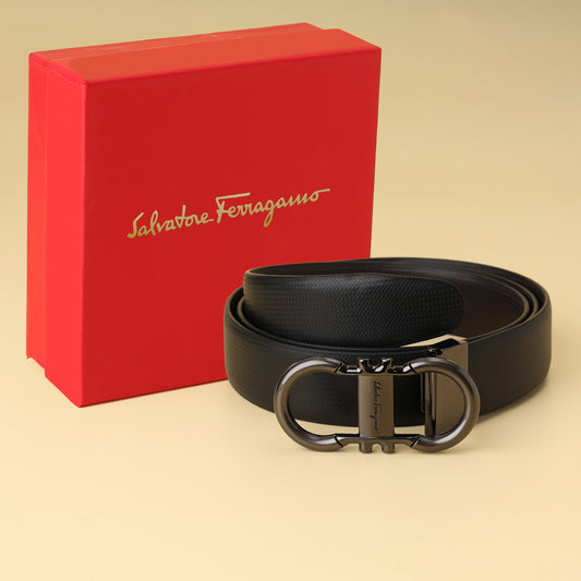Ferragamo Signature Black Leather Belt