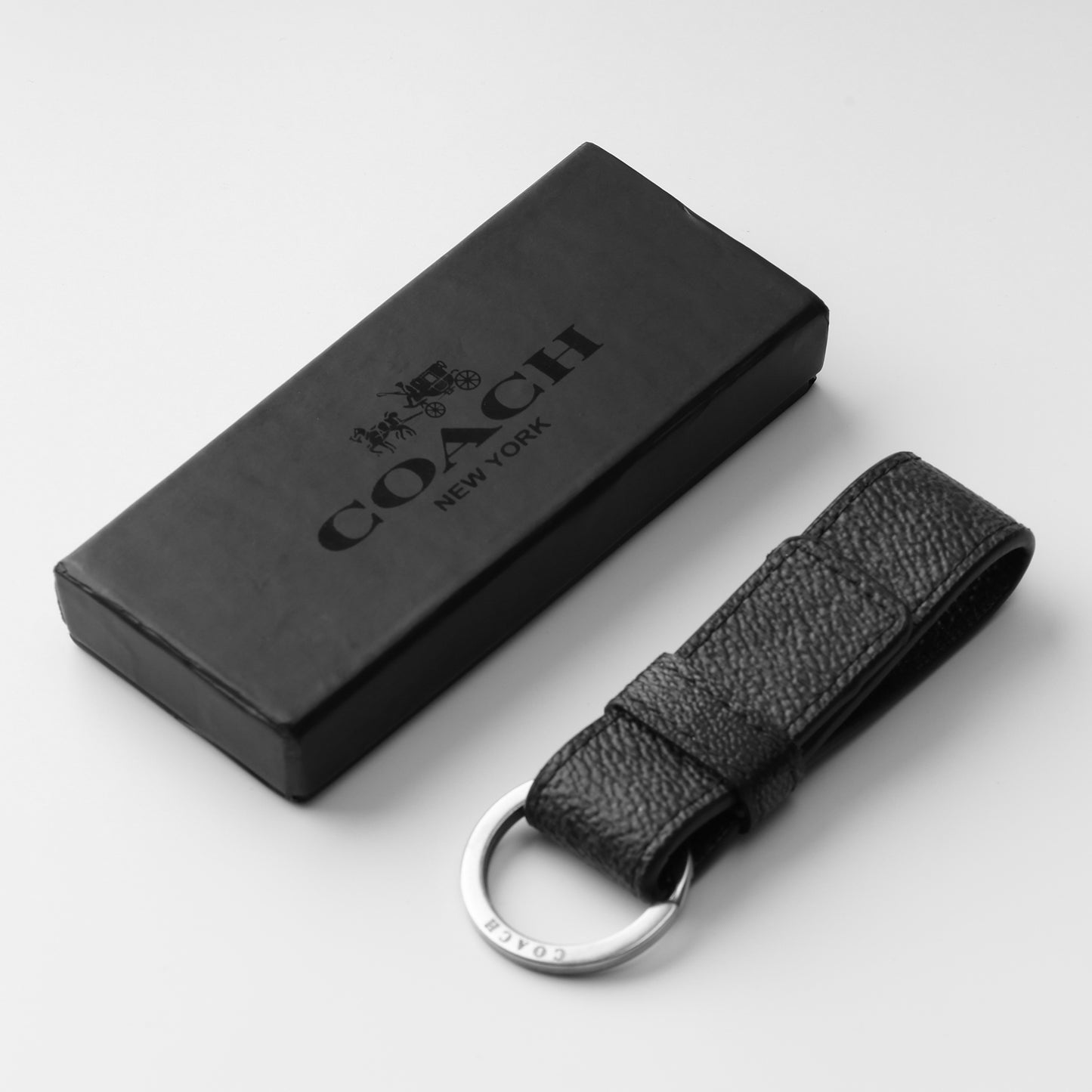 Black Pebble Leather Key Fob