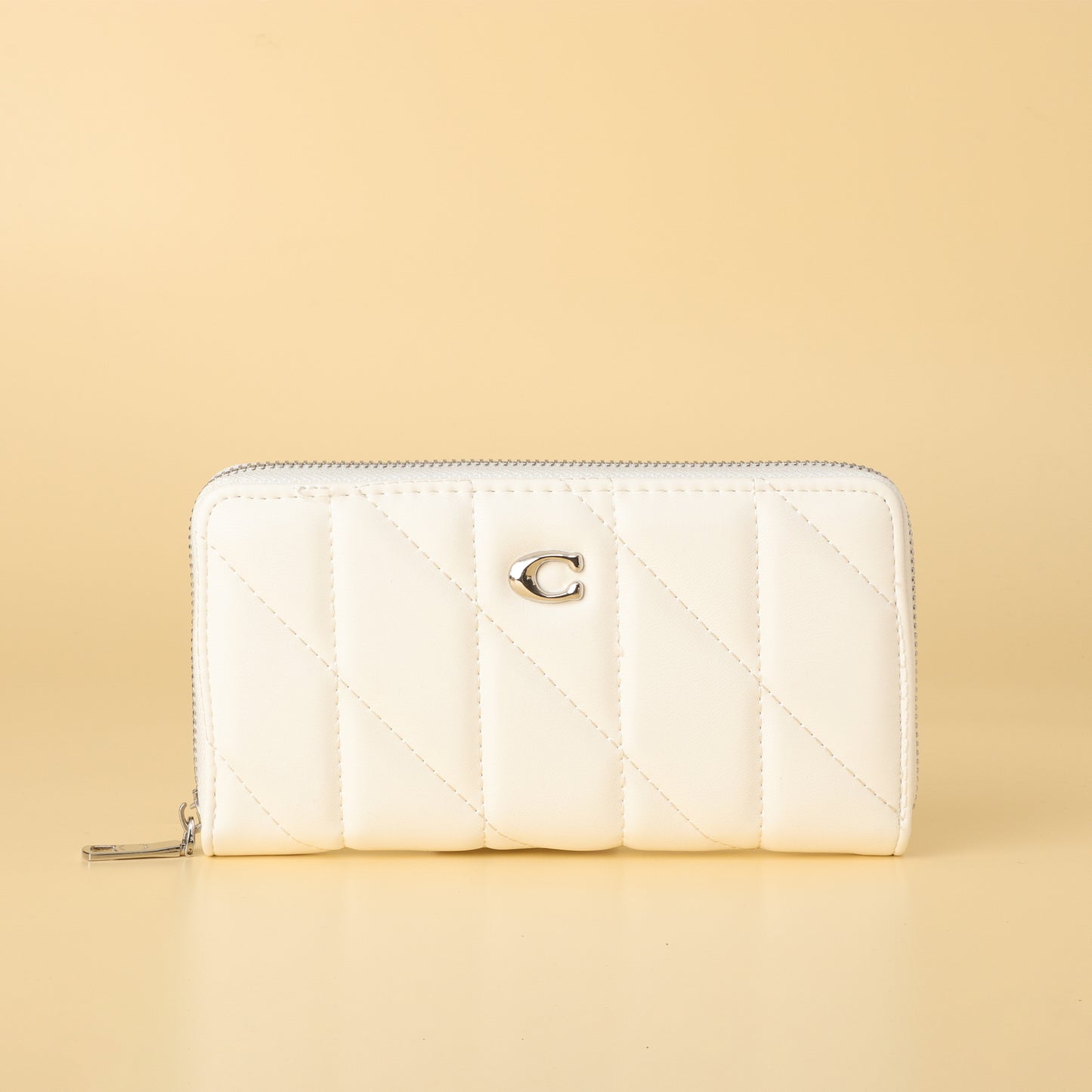 Coach White Quilted Zip-Around Wallet