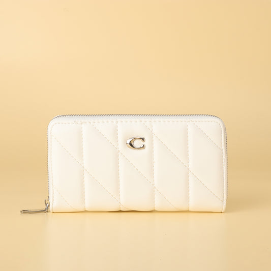 Coach White Quilted Zip-Around Wallet