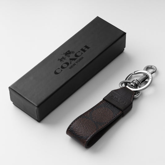 Signature Brown Leather Keychain