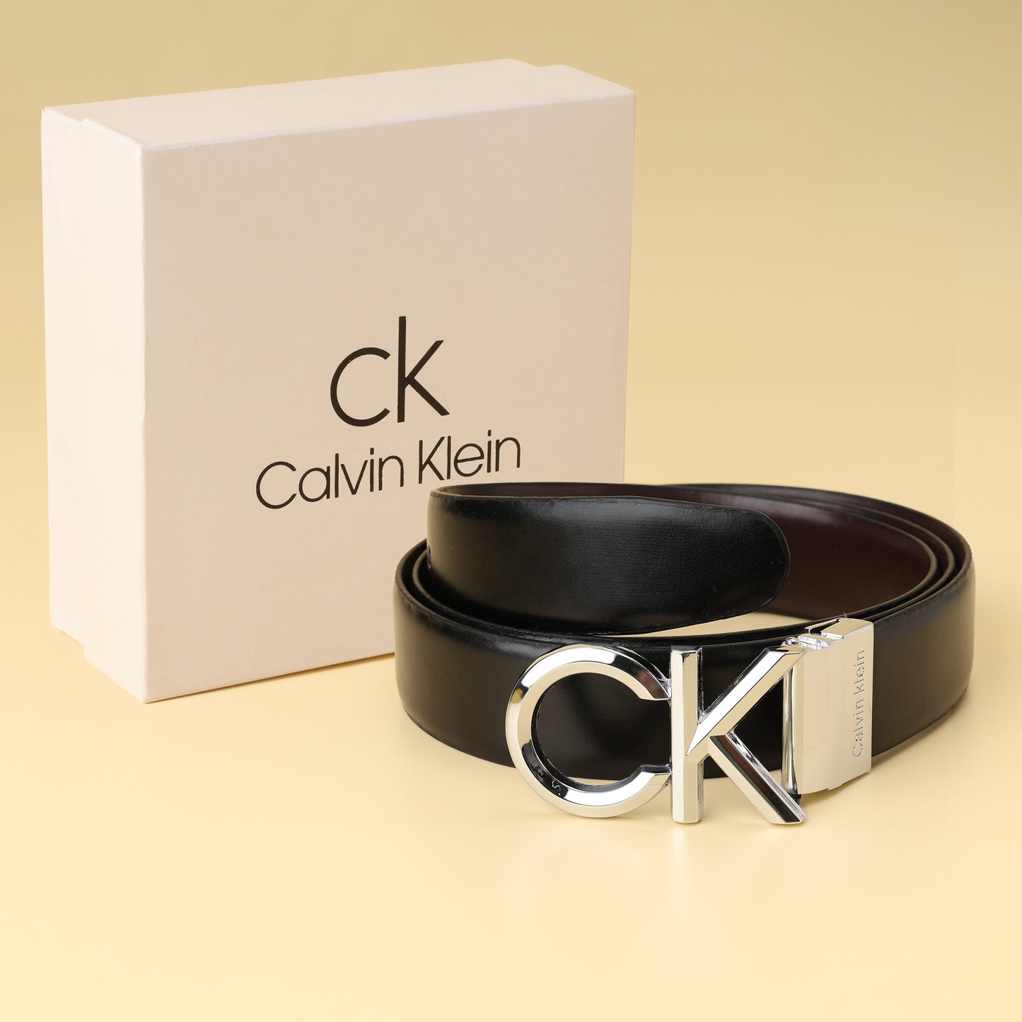 Klein Signature “CK” Black Leather Belt