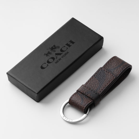 Signature Brown Canvas Key Fob