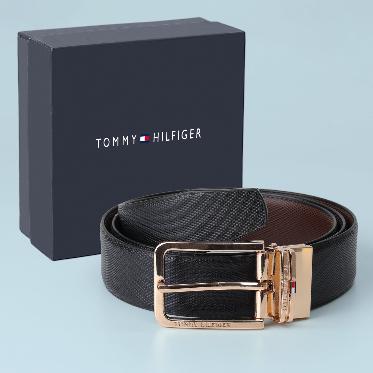 Rose-Gold Grid Textured Belt