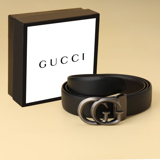 Black GG Leather Belt