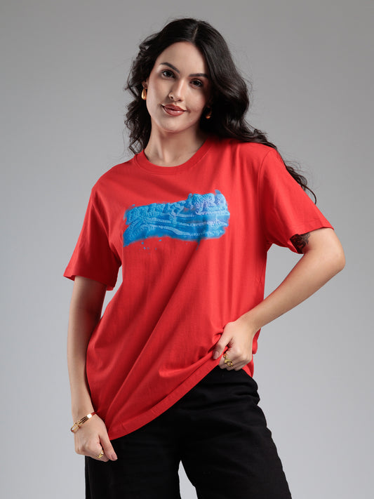 Crimson Bluewave Graphic T-Shirt