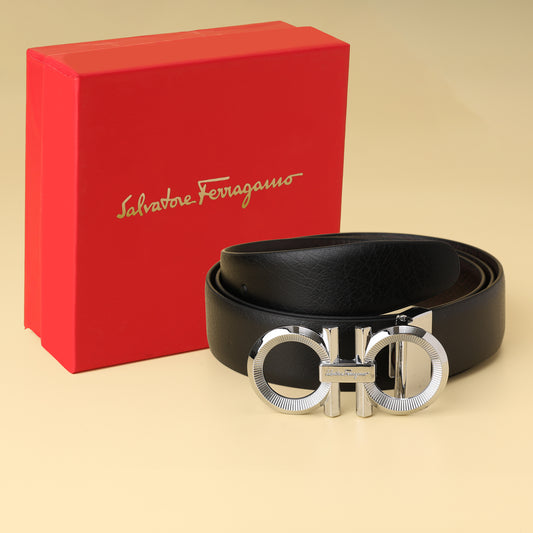 Gancini silver  Buckle Leather Belt
