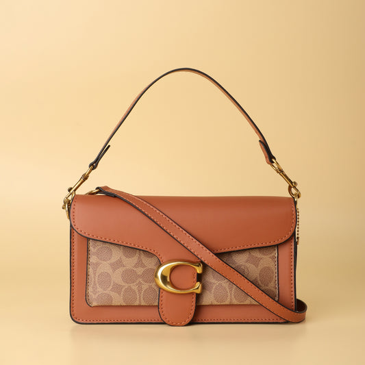 Tabby Shoulder Bag in Tan Signature Canvas