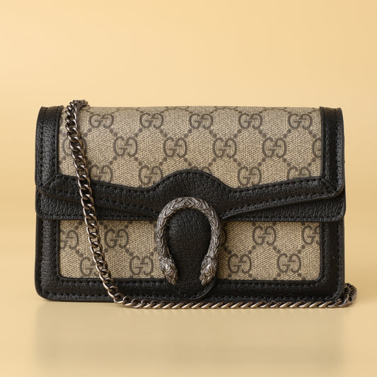 GG Supreme Beige & Black Mini Shoulder Bag