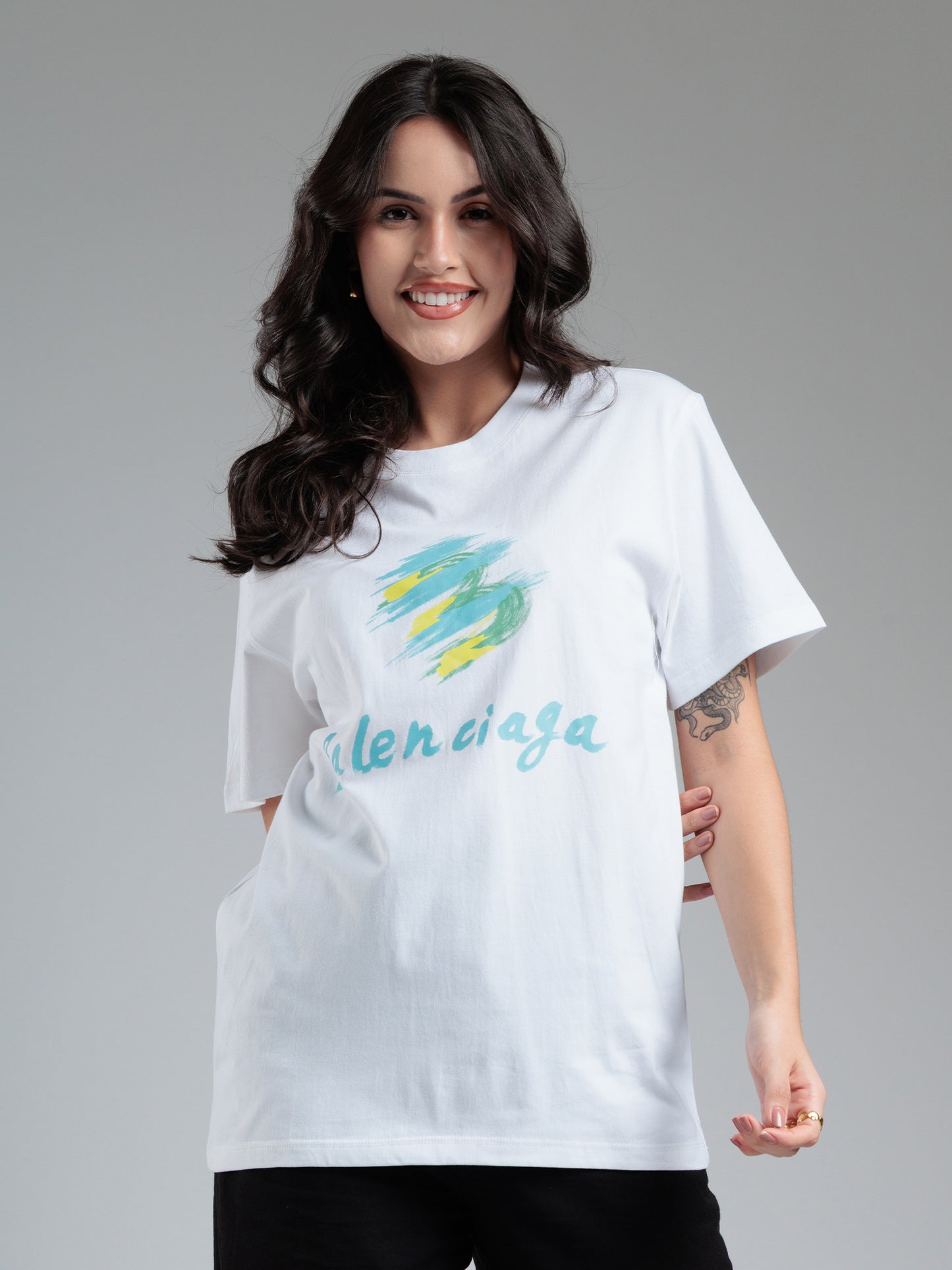 Aqua Brush White Graphic T-Shirt