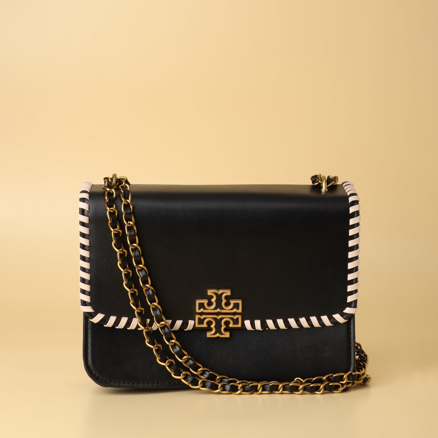 Burch Black Leather Chain Shoulder Bag