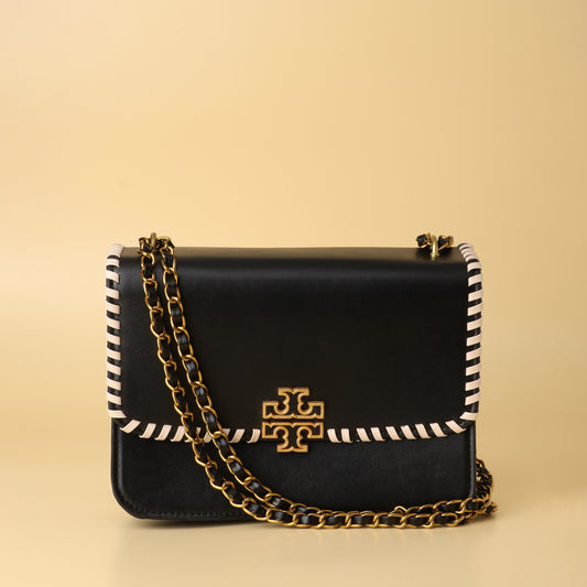 Burch Black Leather Chain Shoulder Bag