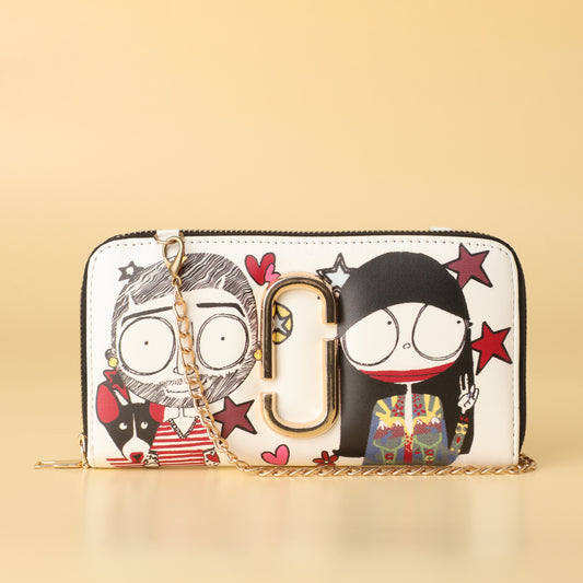 Jacobs Cartoon Illustration Zip-Around Chain Wallet