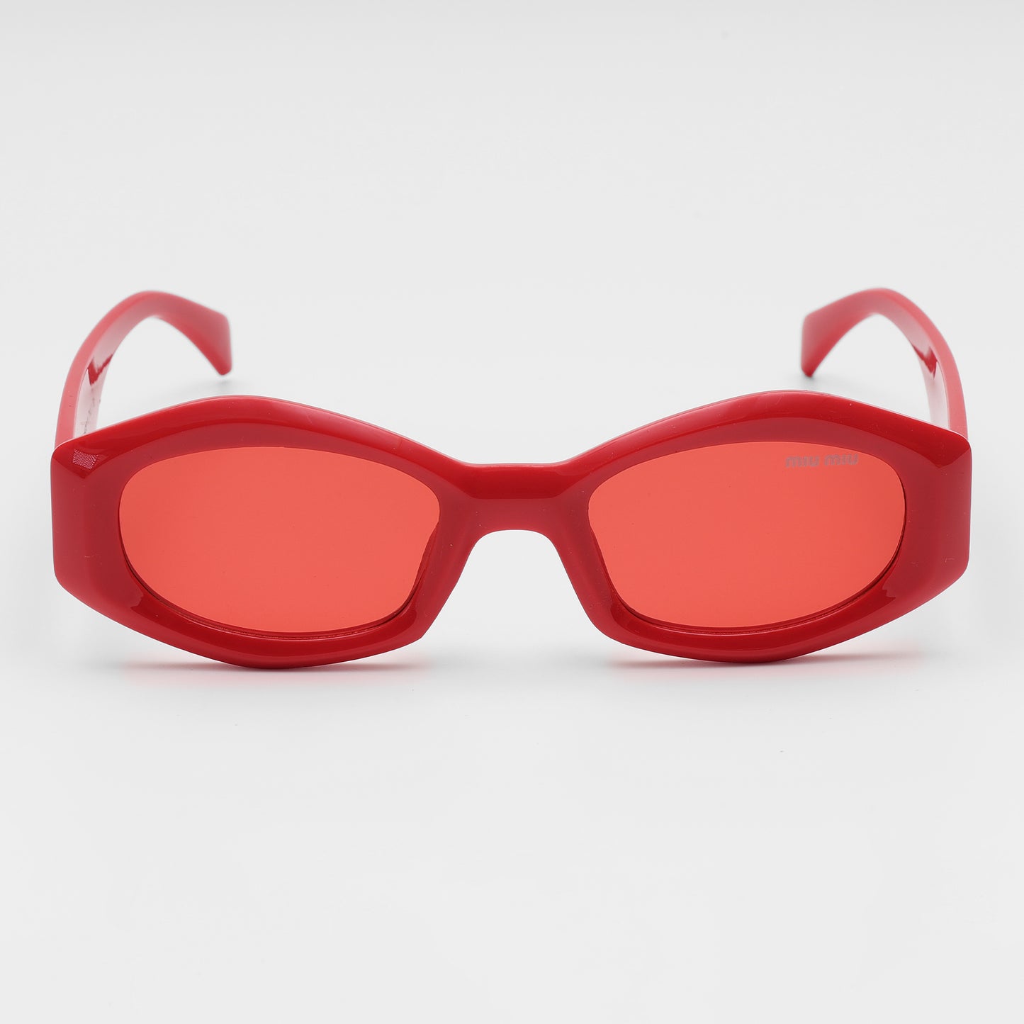 Fire Red Modern Oval Sunglasse
