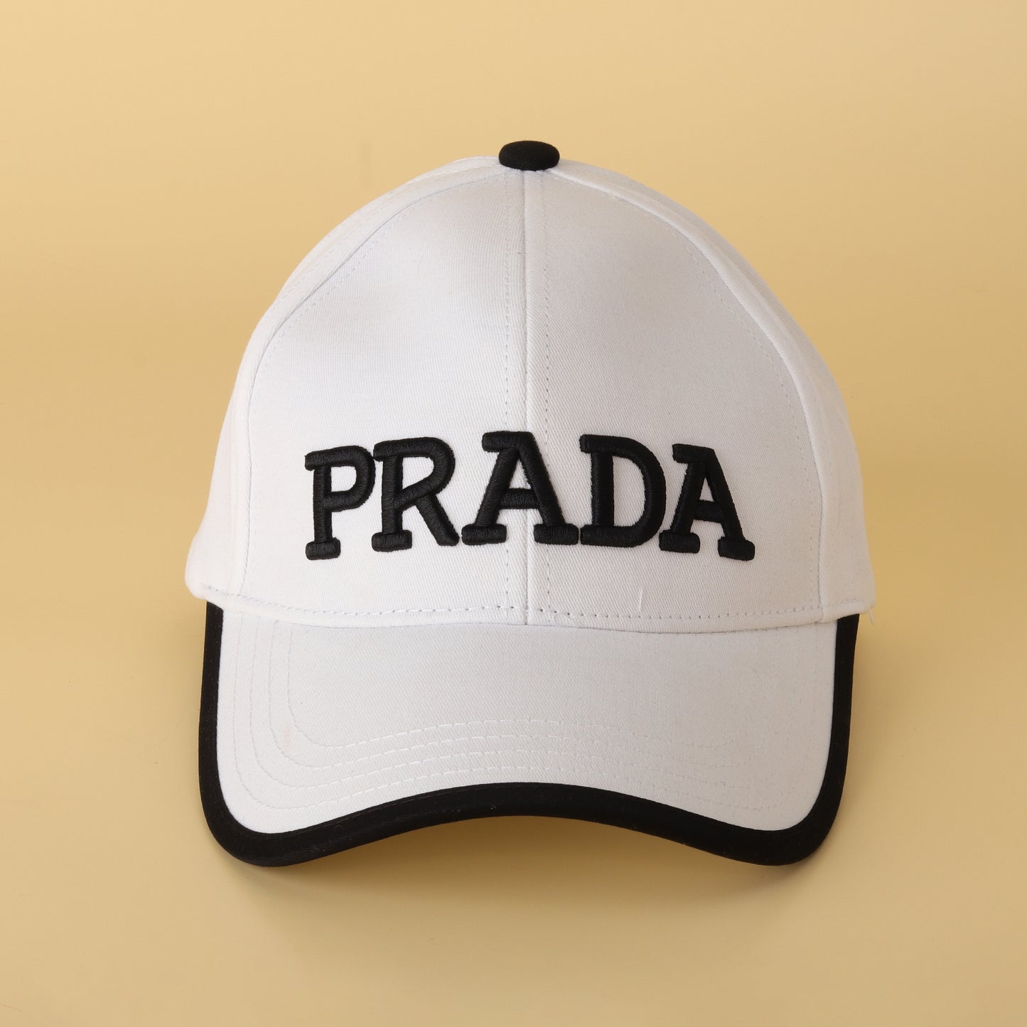 White Prada Embroidered Baseball Cap