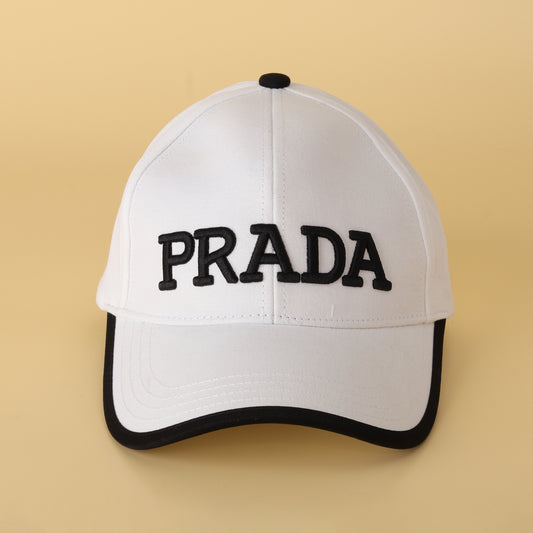 White Prada Embroidered Baseball Cap