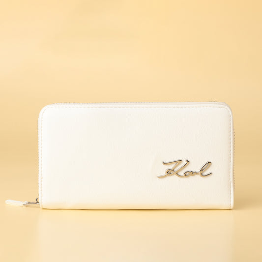 Lagerfeld White Zip-Around Wallet