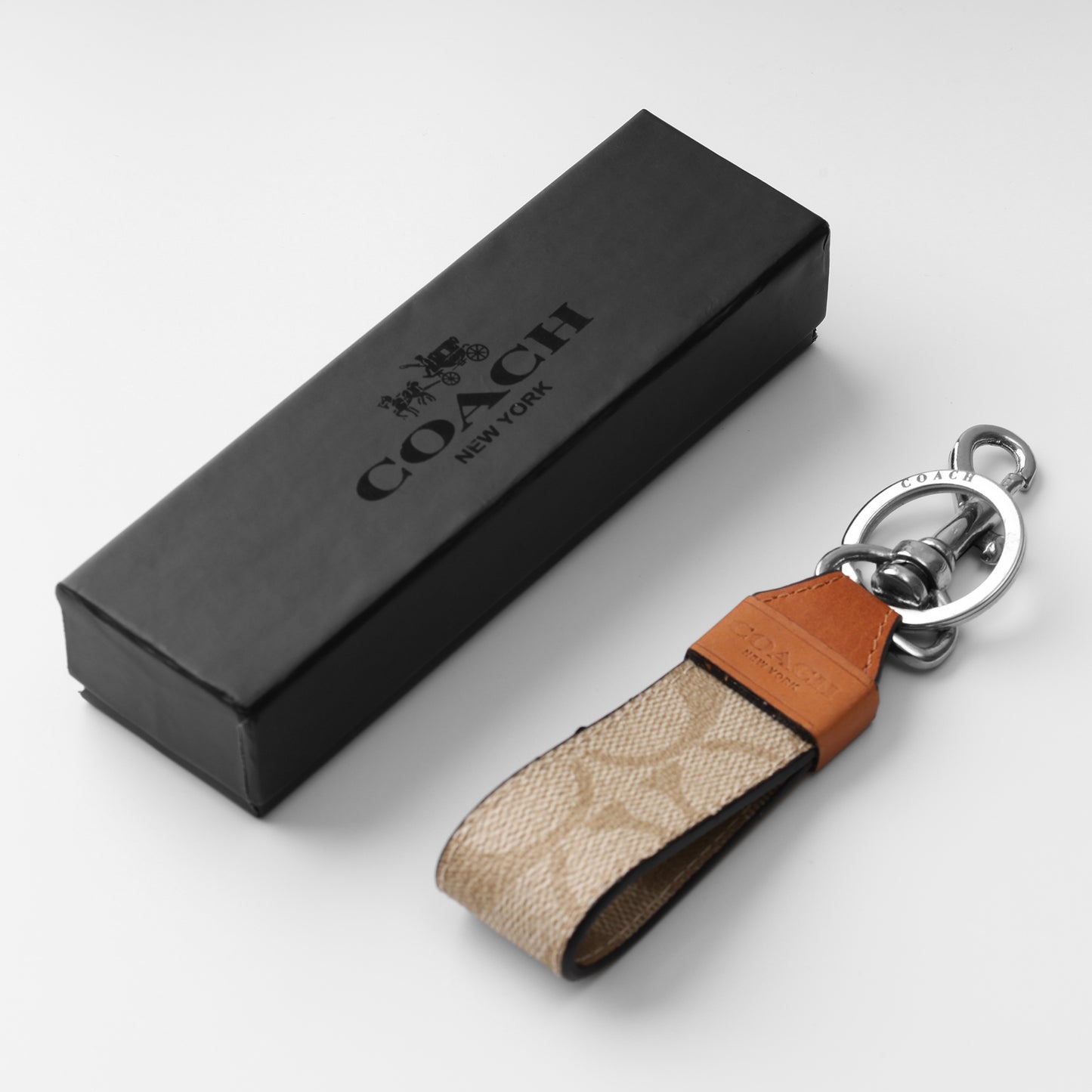 Tan Leather Trim keychain