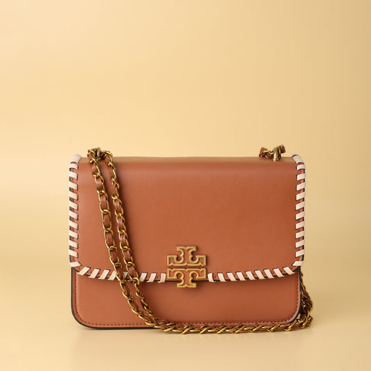 Burch Brown Leather Chain Shoulder Bag