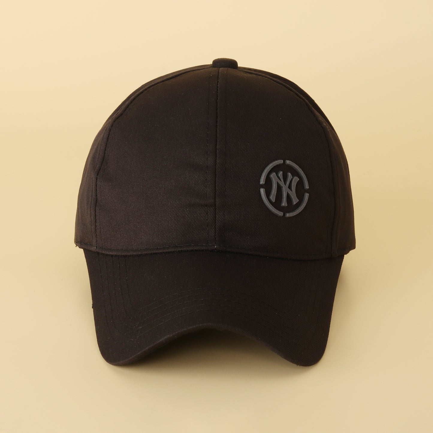 Street-Style Black Cap with Tonal 'NY' Logo