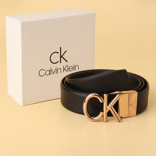Klein Reversible Leather Belt with Signature