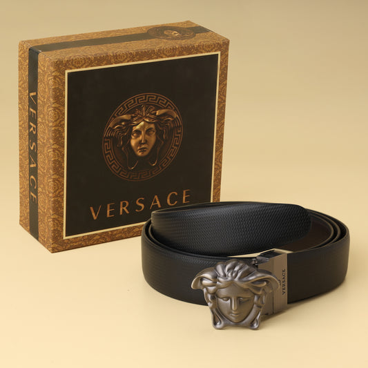 Medusa Emblem Leather Belt