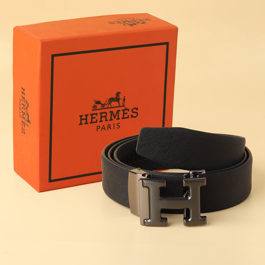 Black "H" Buckle Leather Belt