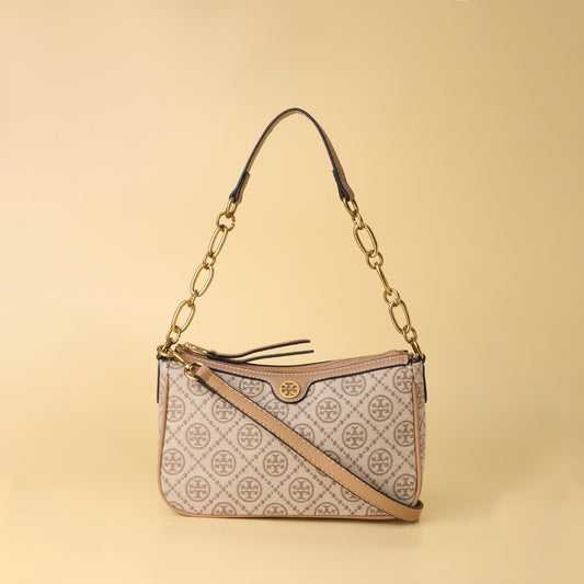 Burch Monogram Canvas Shoulder Bag