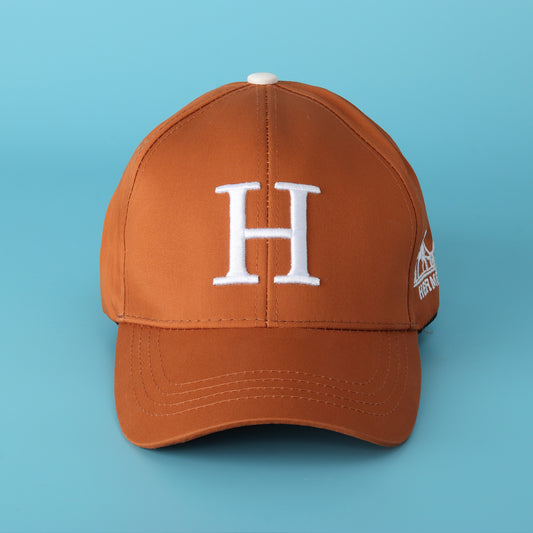 Brown Baseball Cap with Embroidered H