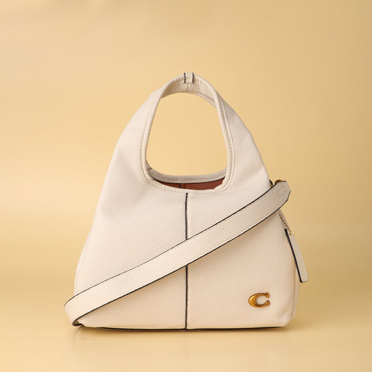 Coach White Pebble Leather Hobo Bag