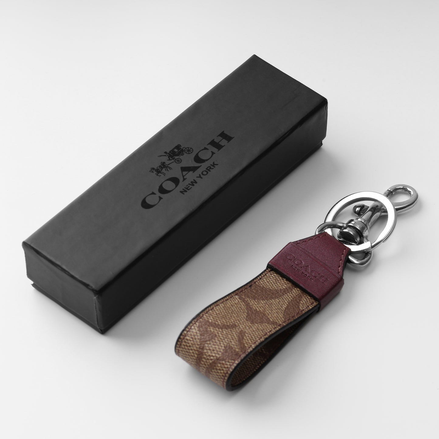 Maroon Leather Accent Keychain
