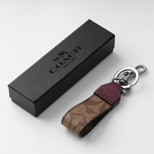 Maroon Leather Accent Keychain