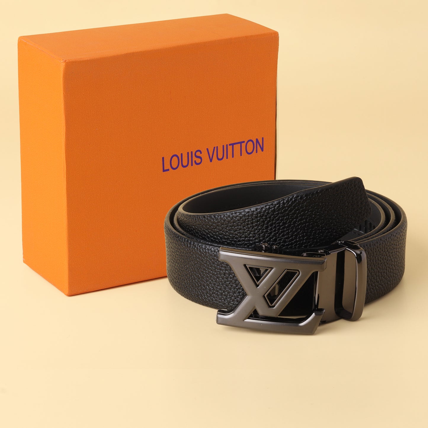 Vuitton Black Pebble Leather Belt